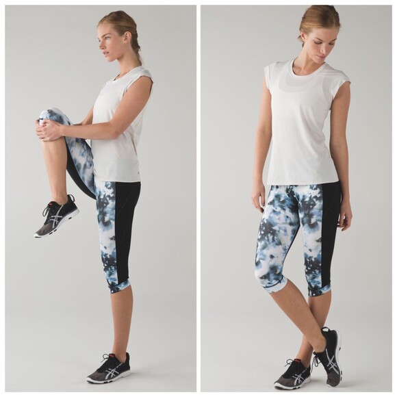 Lululemon Full-on Stop at Nothing Blue Tie-Dye Print Crop Leggings Size 4, EUC - Picture 5 of 5